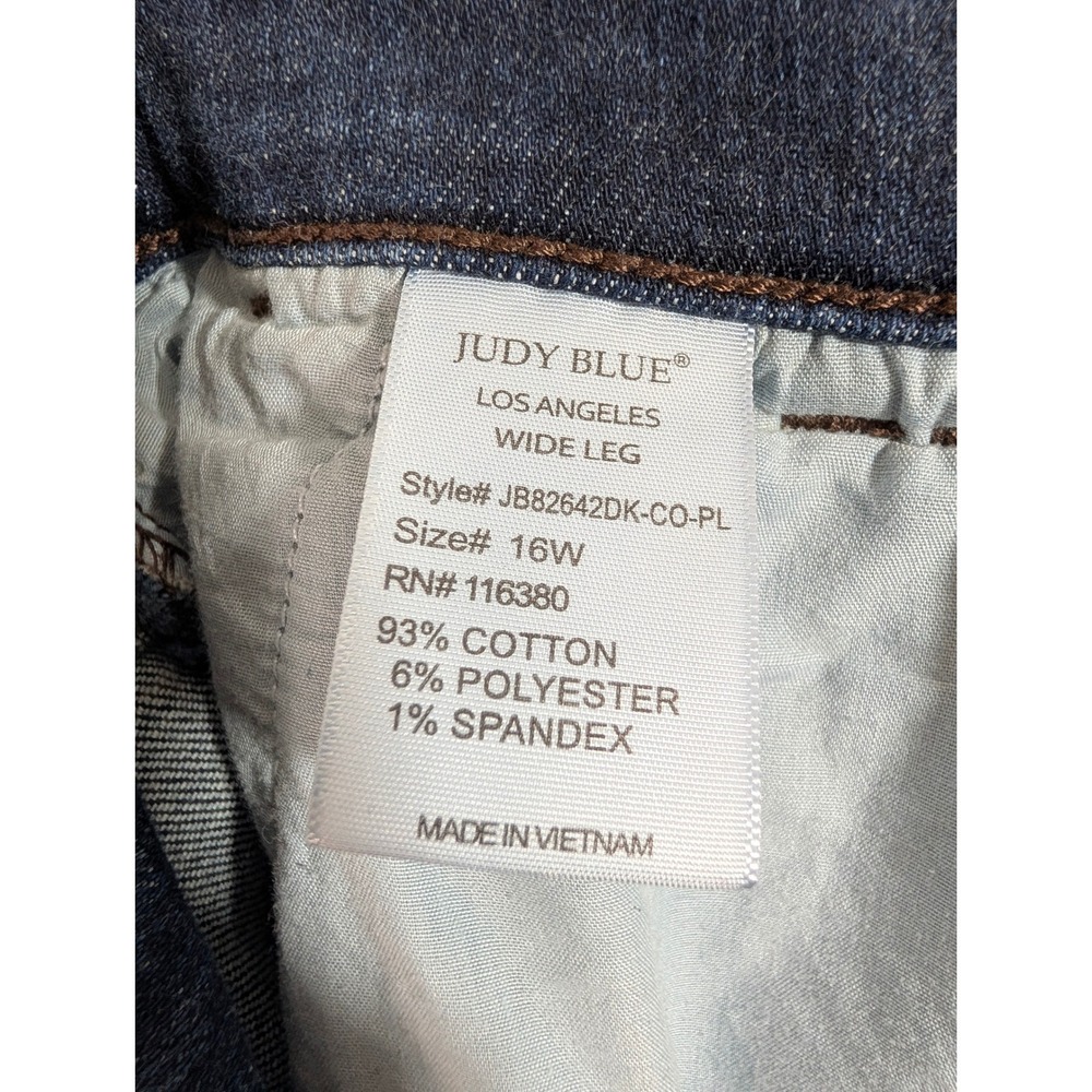 Judy Blue Wide Leg Jeans Womens 16W Dark Wash High Rise Stretch JB82642DK-CO-PL - Picture 7 of 8